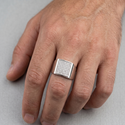 Luxury Style 925 Sterling Silver CZ Cluster Ring for Men